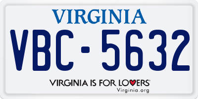 VA license plate VBC5632