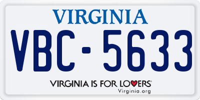 VA license plate VBC5633