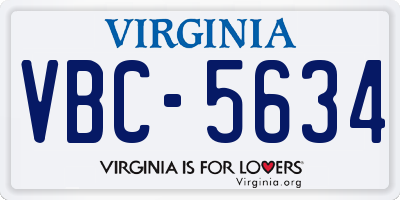 VA license plate VBC5634