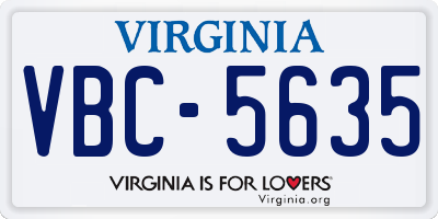 VA license plate VBC5635