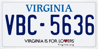 VA license plate VBC5636