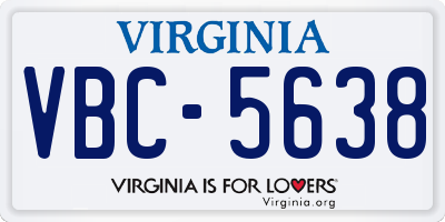 VA license plate VBC5638
