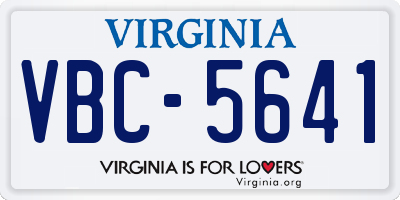 VA license plate VBC5641