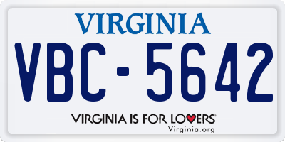 VA license plate VBC5642