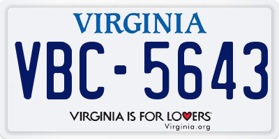 VA license plate VBC5643