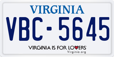 VA license plate VBC5645