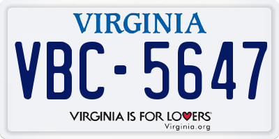VA license plate VBC5647