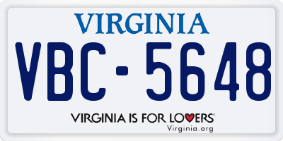 VA license plate VBC5648