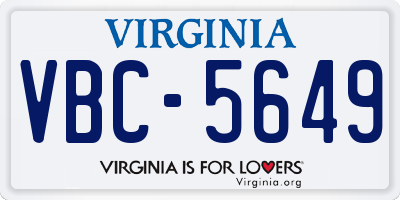 VA license plate VBC5649