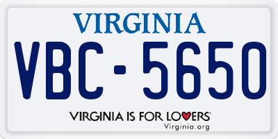 VA license plate VBC5650