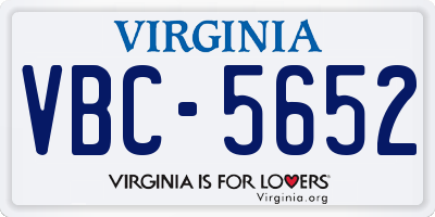VA license plate VBC5652
