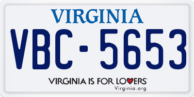 VA license plate VBC5653