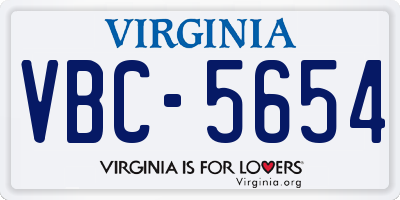 VA license plate VBC5654