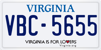 VA license plate VBC5655
