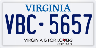 VA license plate VBC5657