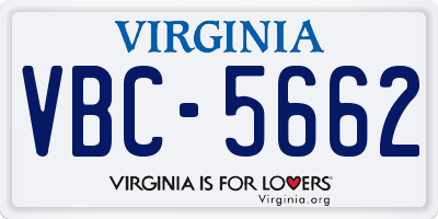 VA license plate VBC5662