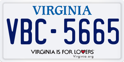 VA license plate VBC5665
