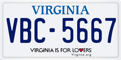VA license plate VBC5667