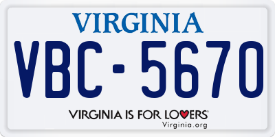 VA license plate VBC5670