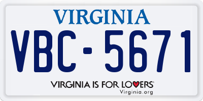 VA license plate VBC5671