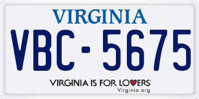 VA license plate VBC5675