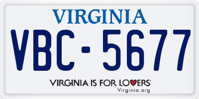 VA license plate VBC5677