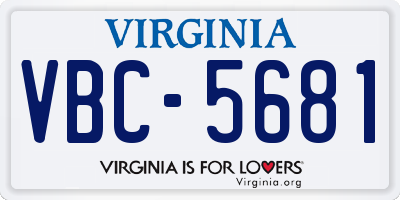 VA license plate VBC5681