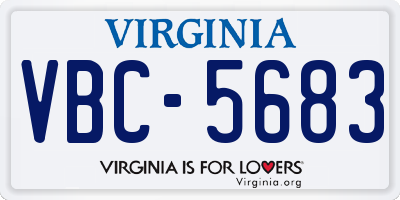 VA license plate VBC5683