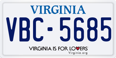 VA license plate VBC5685