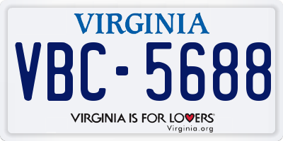 VA license plate VBC5688