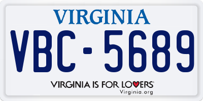 VA license plate VBC5689
