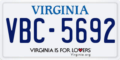 VA license plate VBC5692