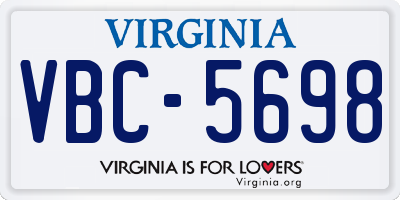 VA license plate VBC5698