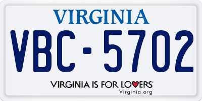 VA license plate VBC5702