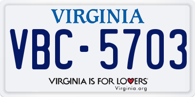 VA license plate VBC5703