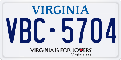 VA license plate VBC5704