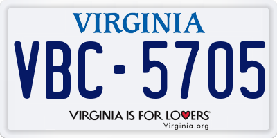 VA license plate VBC5705