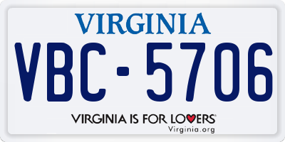 VA license plate VBC5706