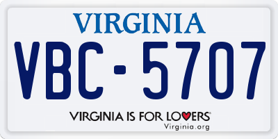 VA license plate VBC5707