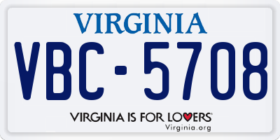 VA license plate VBC5708