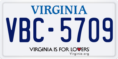 VA license plate VBC5709