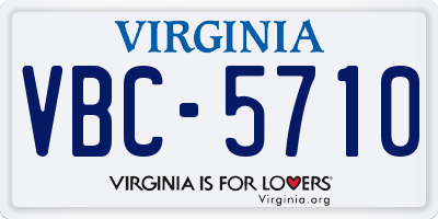 VA license plate VBC5710