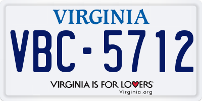 VA license plate VBC5712