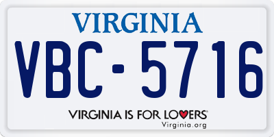 VA license plate VBC5716