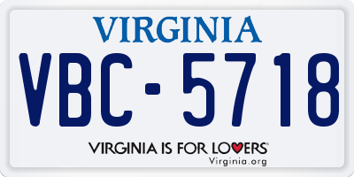VA license plate VBC5718