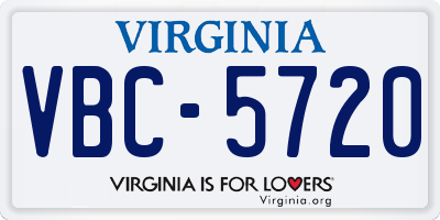 VA license plate VBC5720