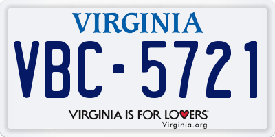 VA license plate VBC5721