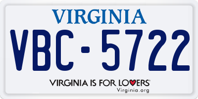 VA license plate VBC5722