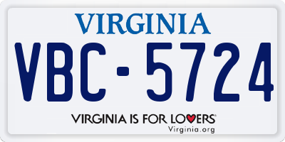 VA license plate VBC5724