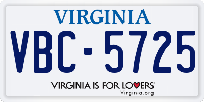 VA license plate VBC5725